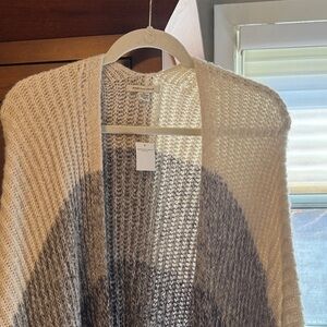 American Eagle Outfitters Cream Cardigan with Gray Circle Detail